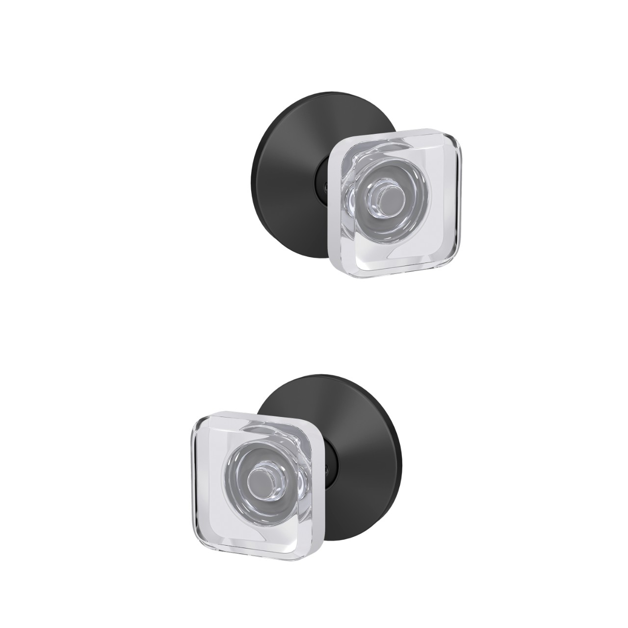 Custom Kyle Hall-Closet and Bed-Bath Lock Glass Knob with Kinsler Trim