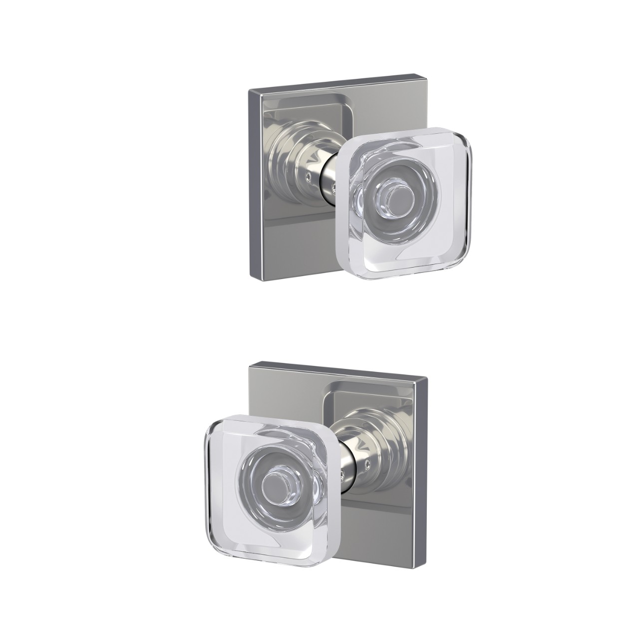 Custom Kyle Hall-Closet and Bed-Bath Lock Glass Knob with Collins Trim