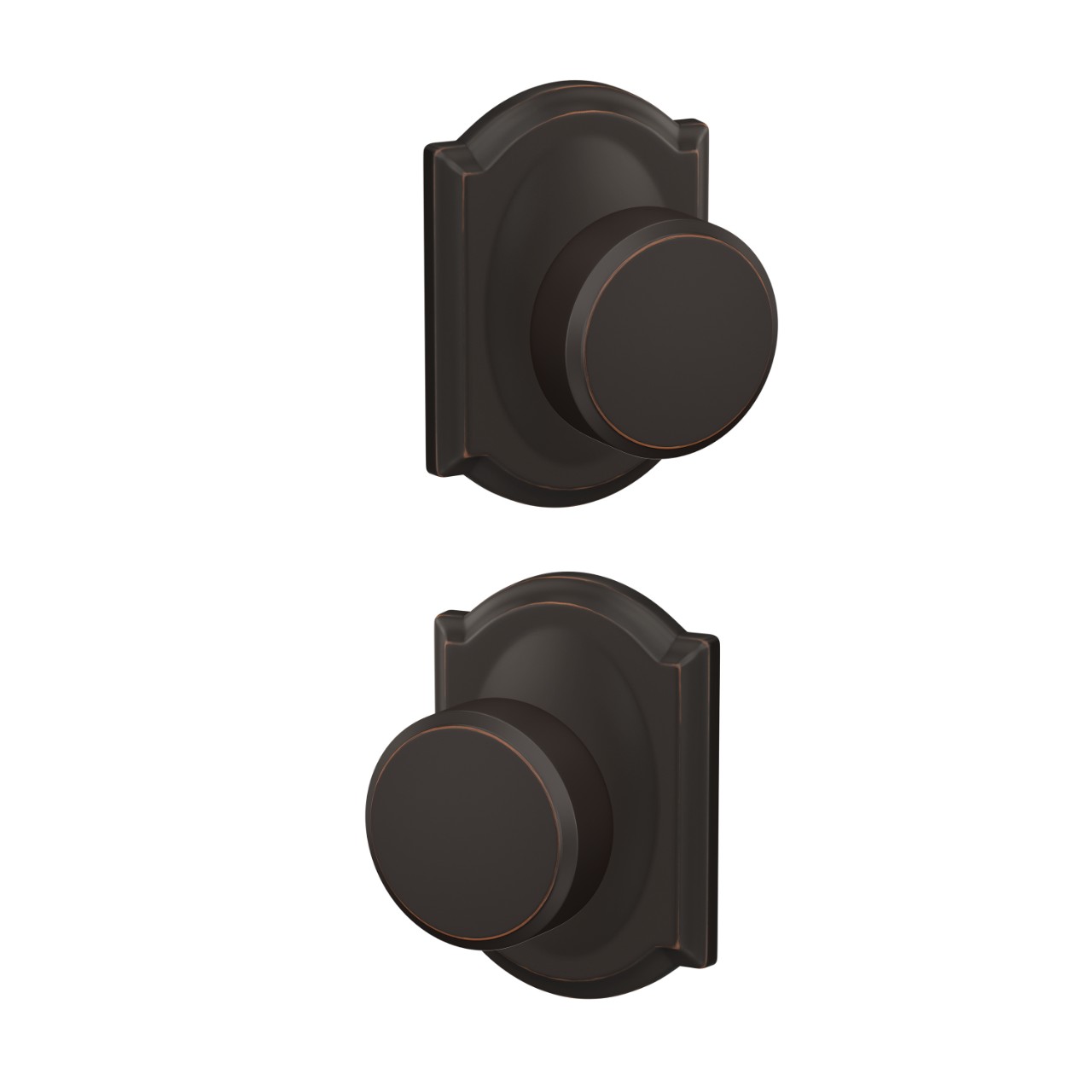 Custom Swanson Hall-Closet and Bed-Bath Lock Knob with Camelot Trim