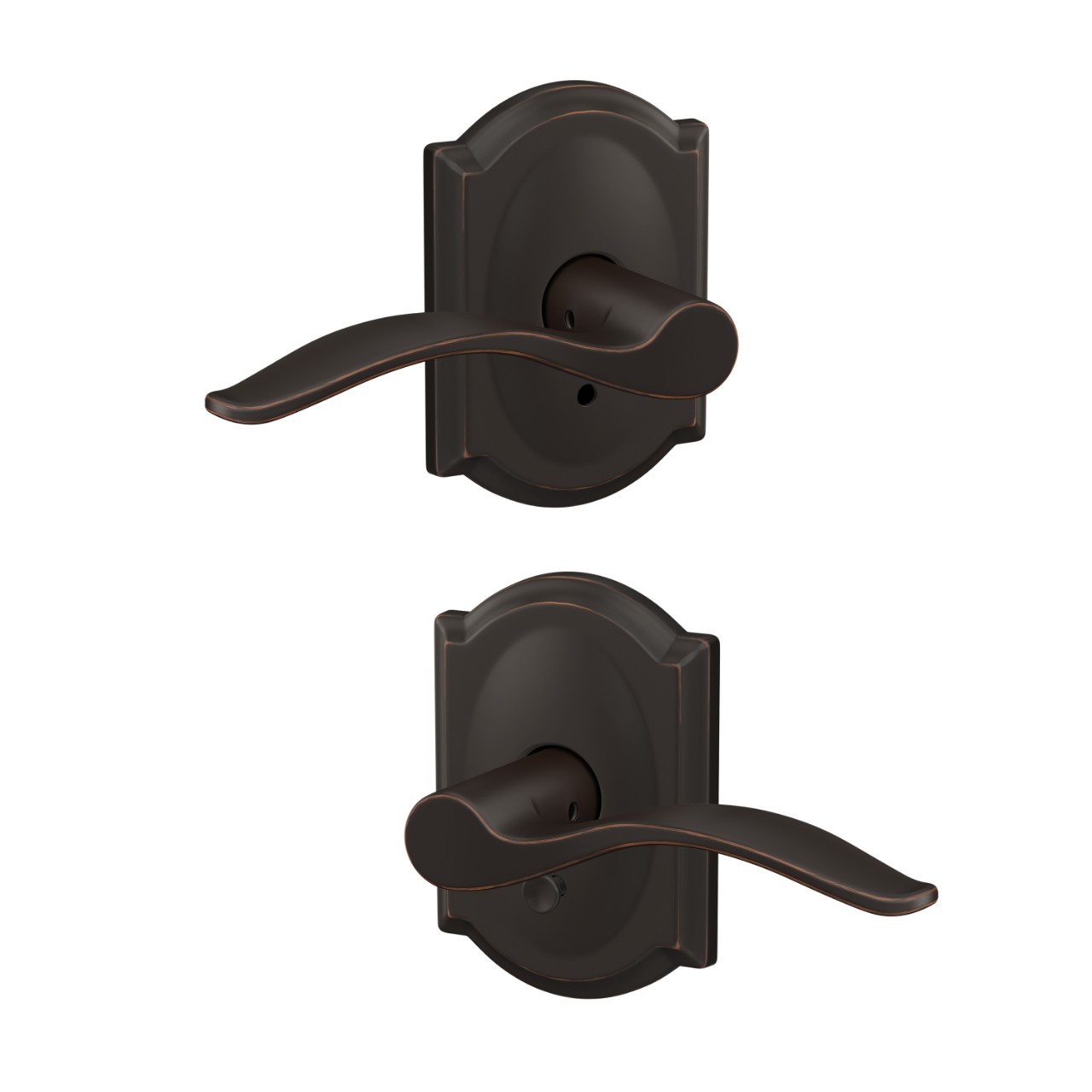 Custom Pennant Hall-Closet and Bed-Bath Lock Lever with Camelot Trim