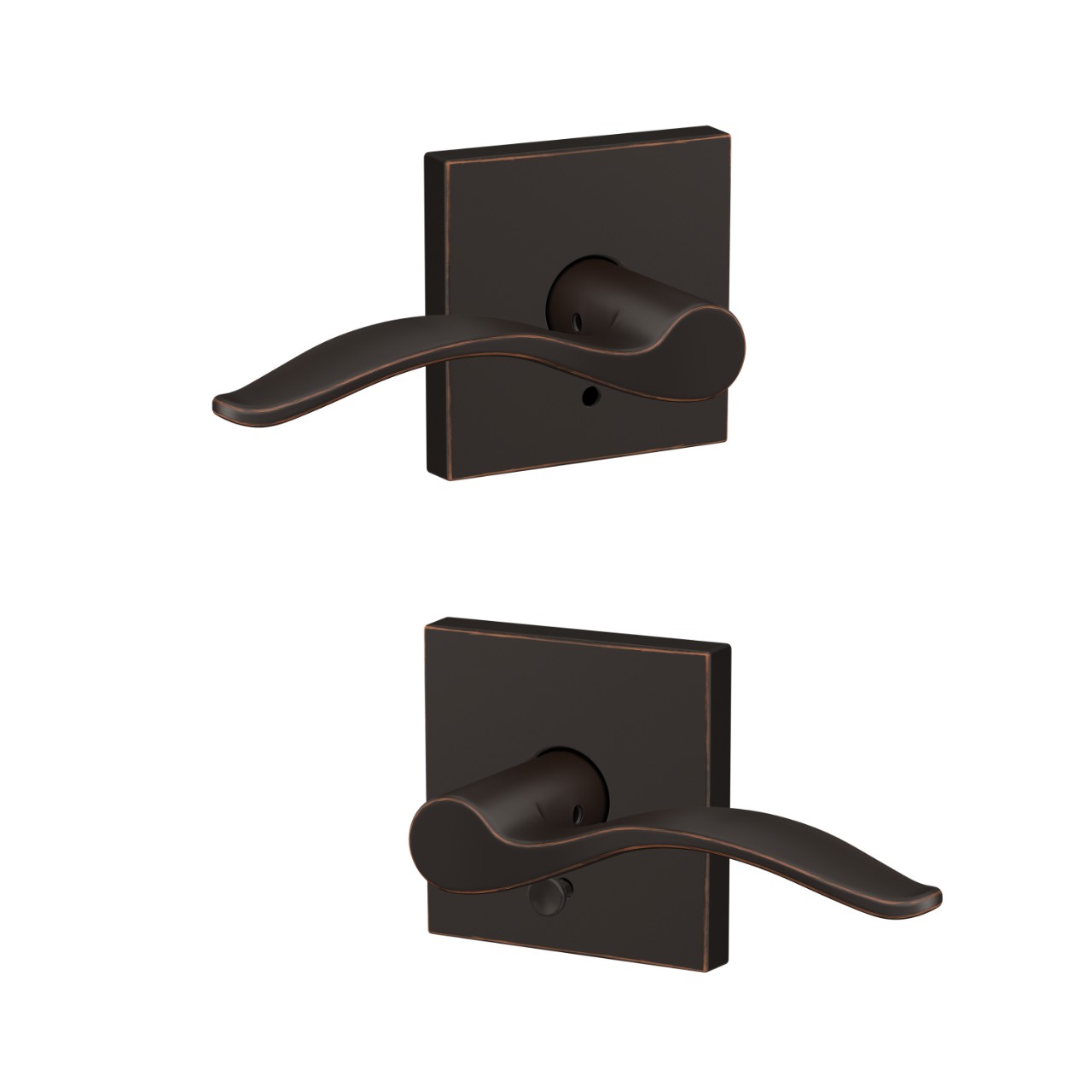 Custom Pennant Hall-Closet and Bed-Bath Lock Lever with Collins Trim
