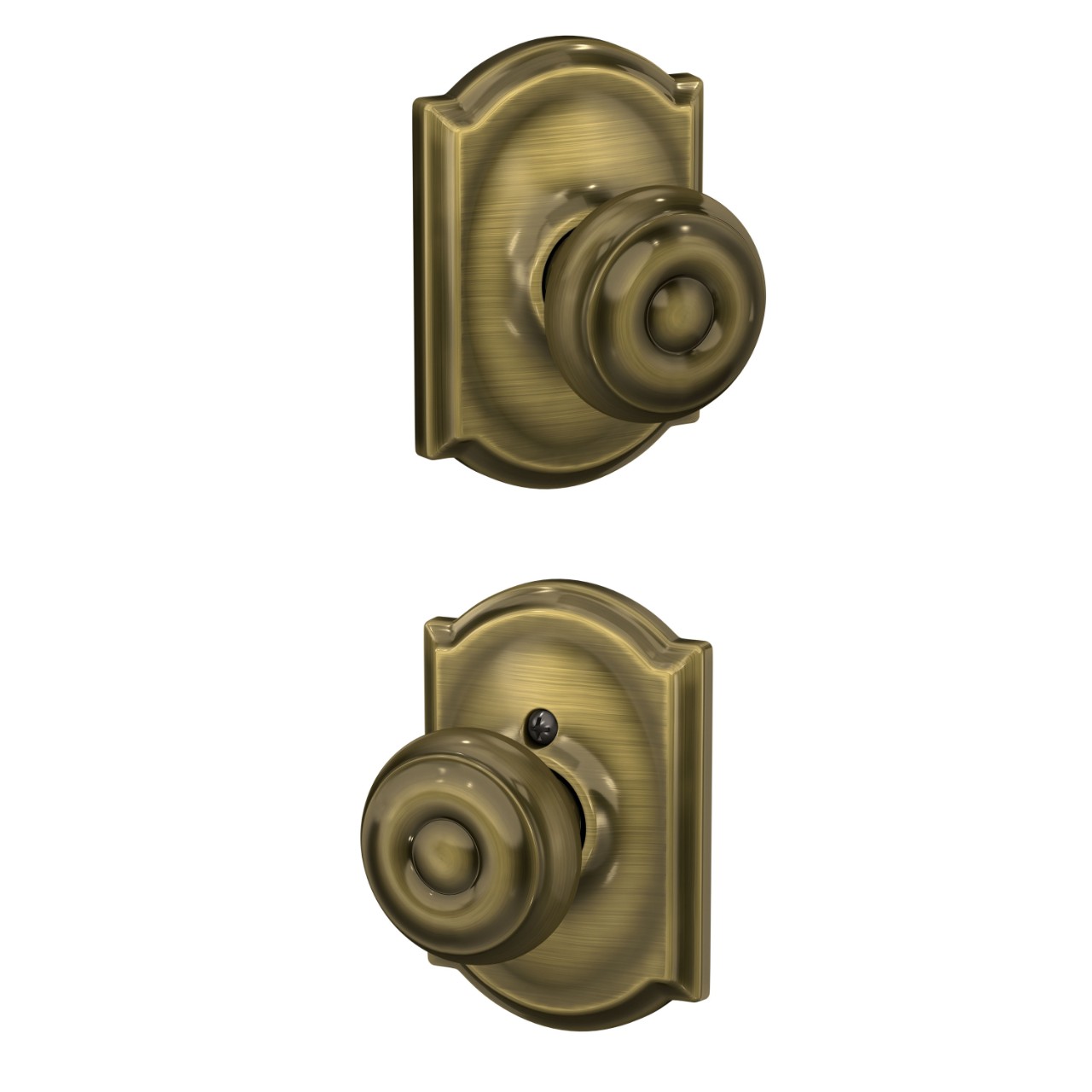 Georgian Knob Hall & Closet Lock with Camelot Trim