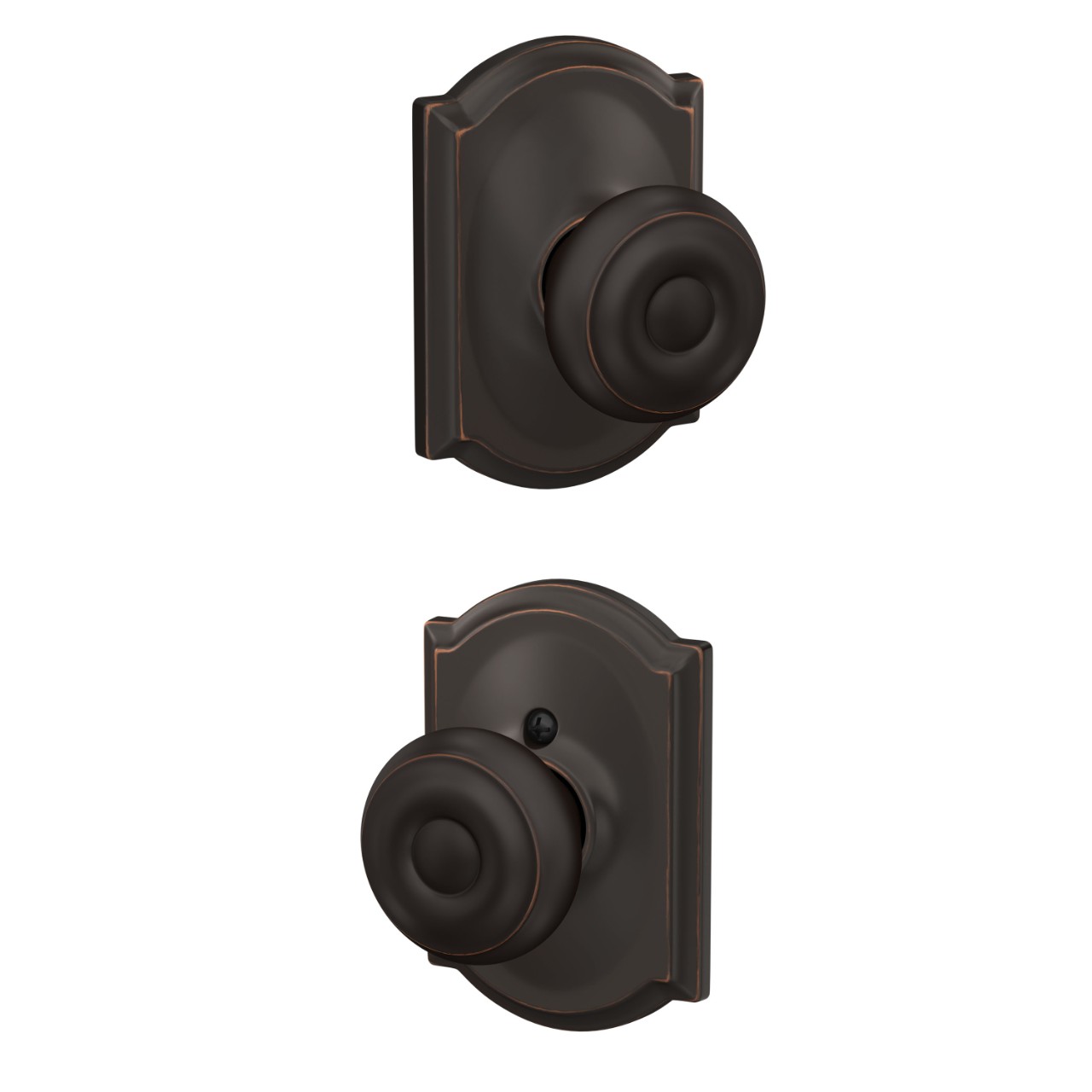 Georgian Knob Hall & Closet Lock with Camelot Trim