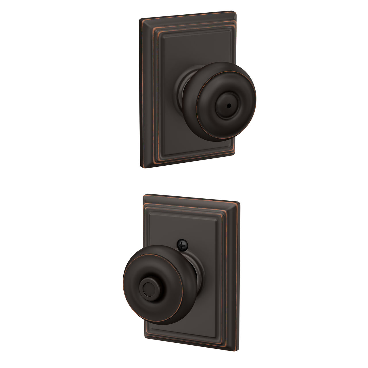 Georgian Knob Bed & Bath Lock with Addison Trim