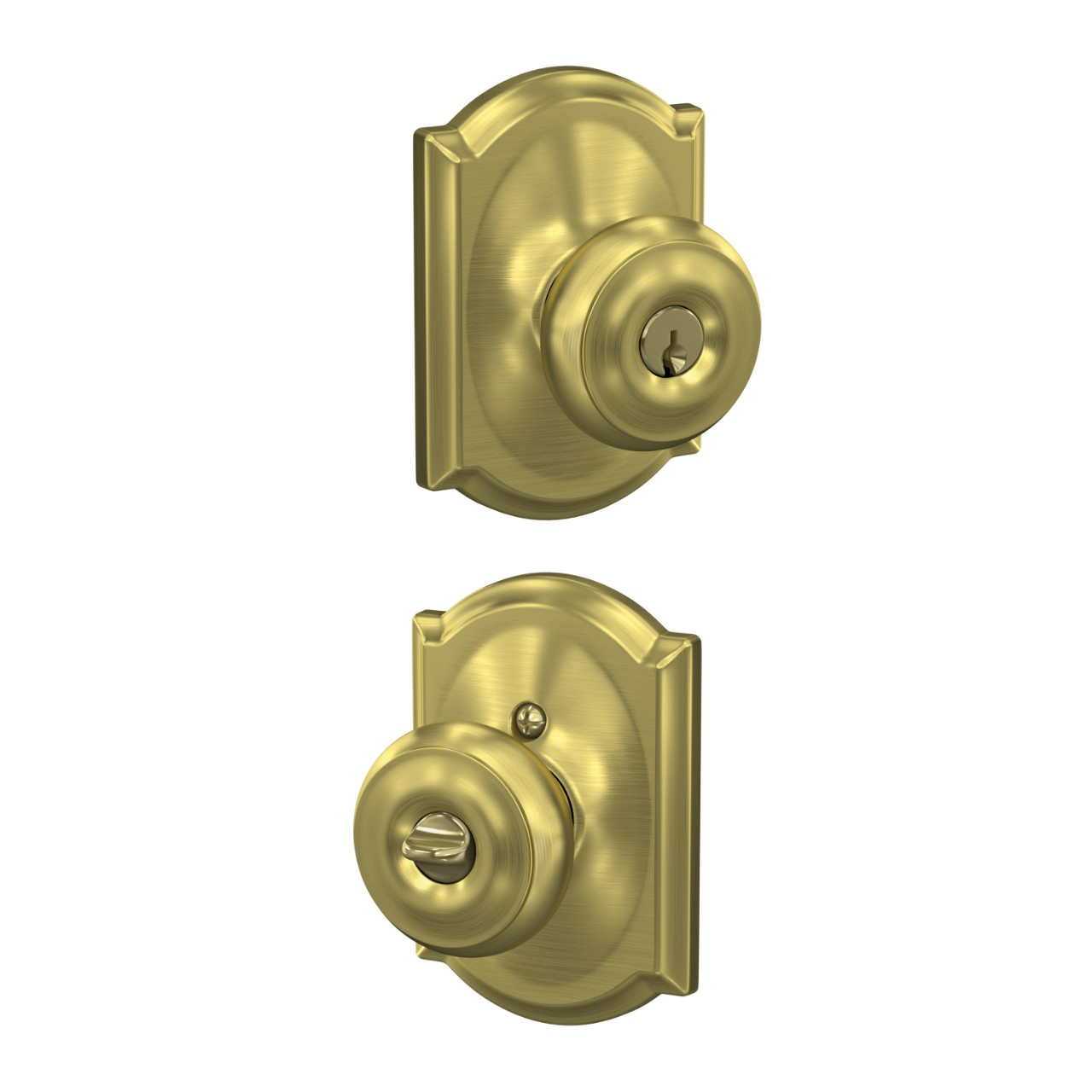 Georgian Knob Keyed Entry Lock with Camelot Trim