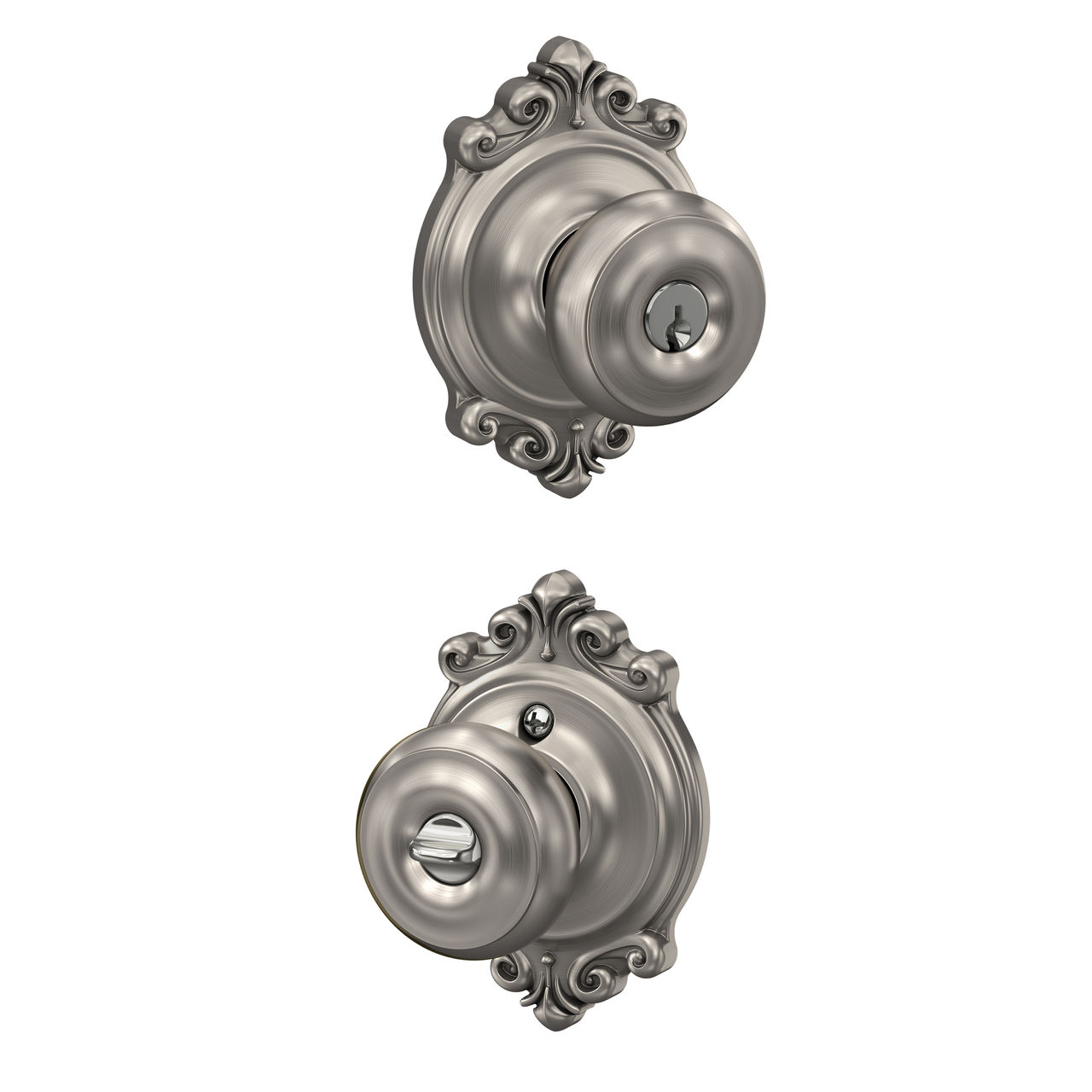 Georgian Knob Keyed Entry Lock with Brookshire Trim