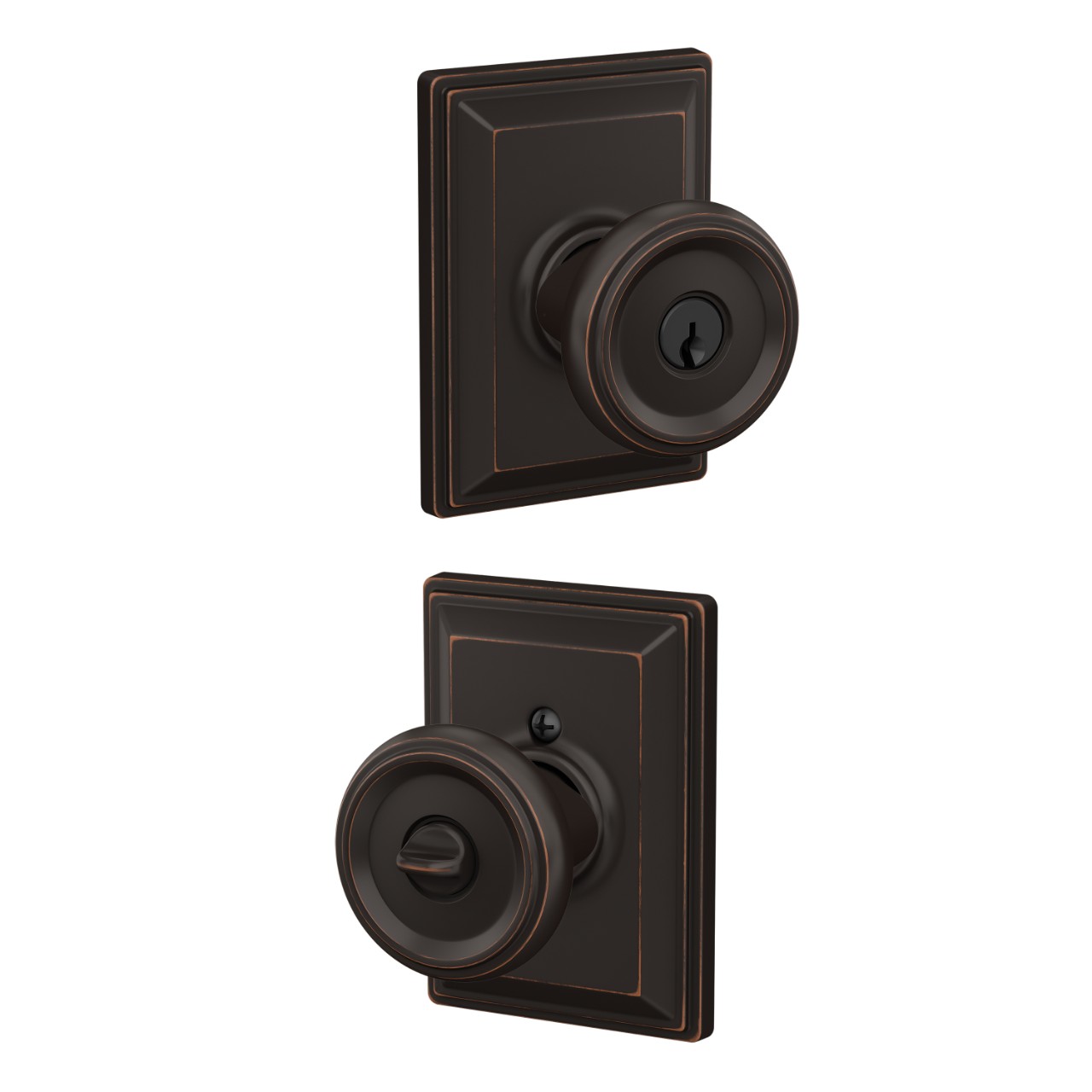 Offerman Knob with Grandville Trim Keyed Entry Lock