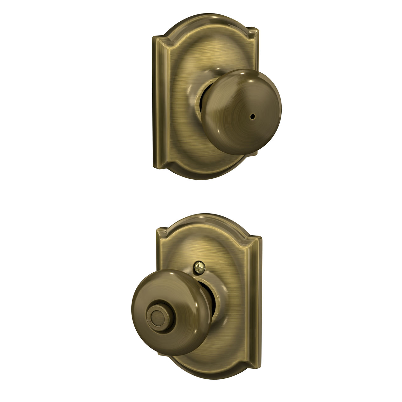 Plymouth Knob Bed & Bath Lock with Camelot Trim