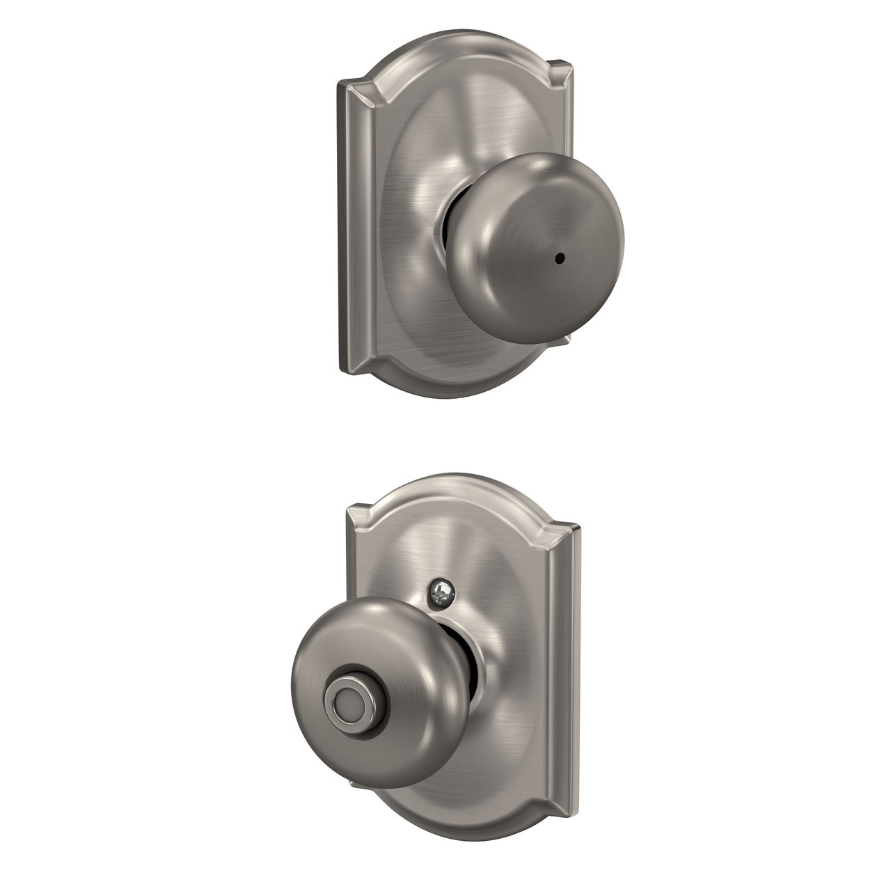 Plymouth Knob Bed & Bath Lock with Camelot Trim