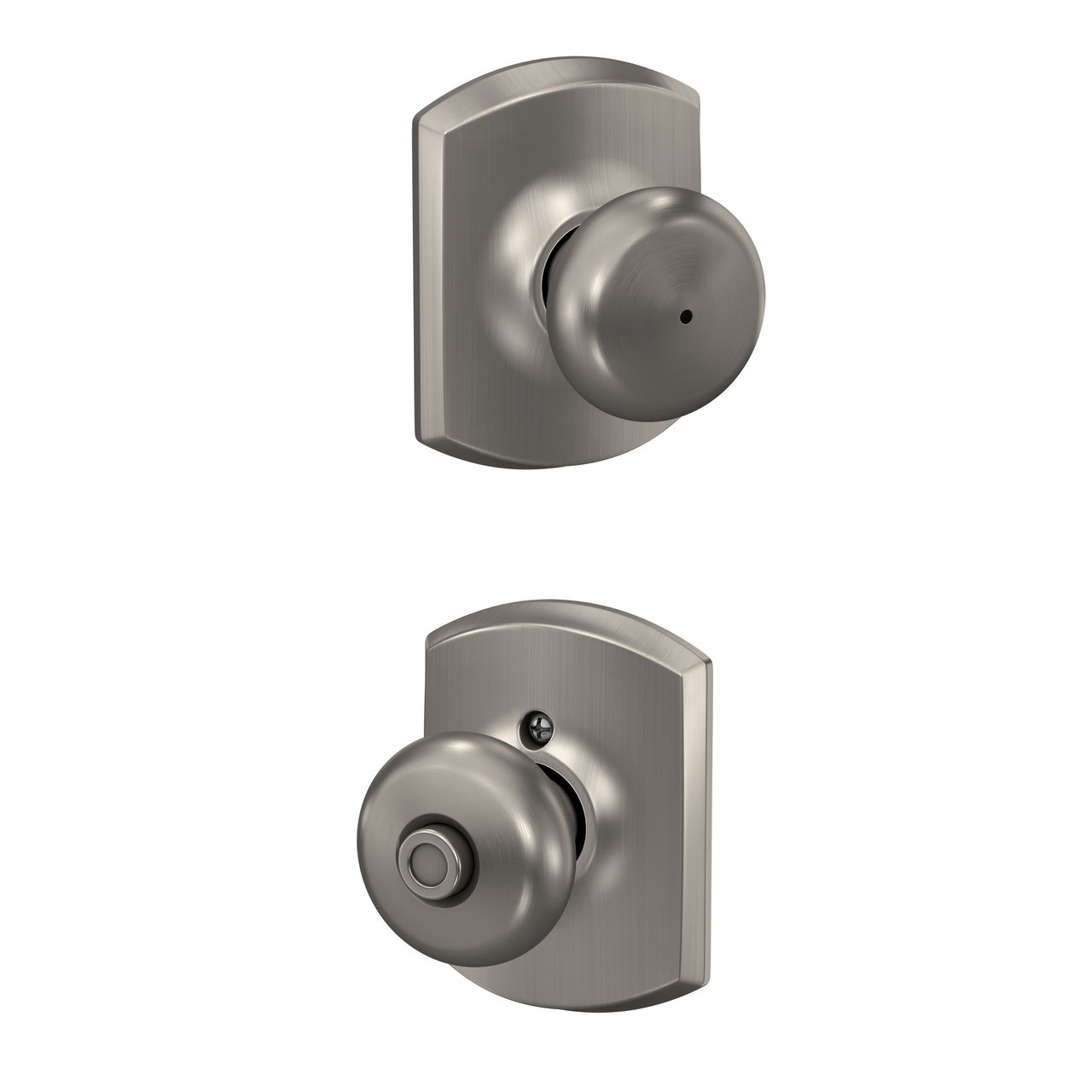 Plymouth Knob Bed & Bath Lock with Greenwich Trim
