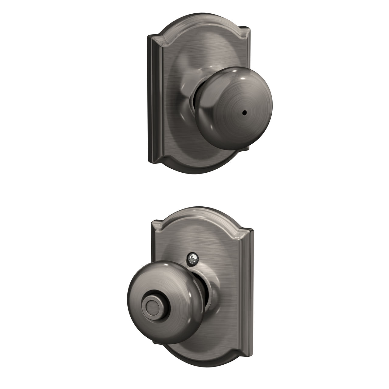 Plymouth Knob Bed & Bath Lock with Camelot Trim