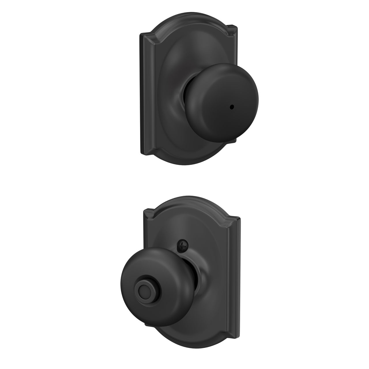 Plymouth Knob Bed & Bath Lock with Camelot Trim