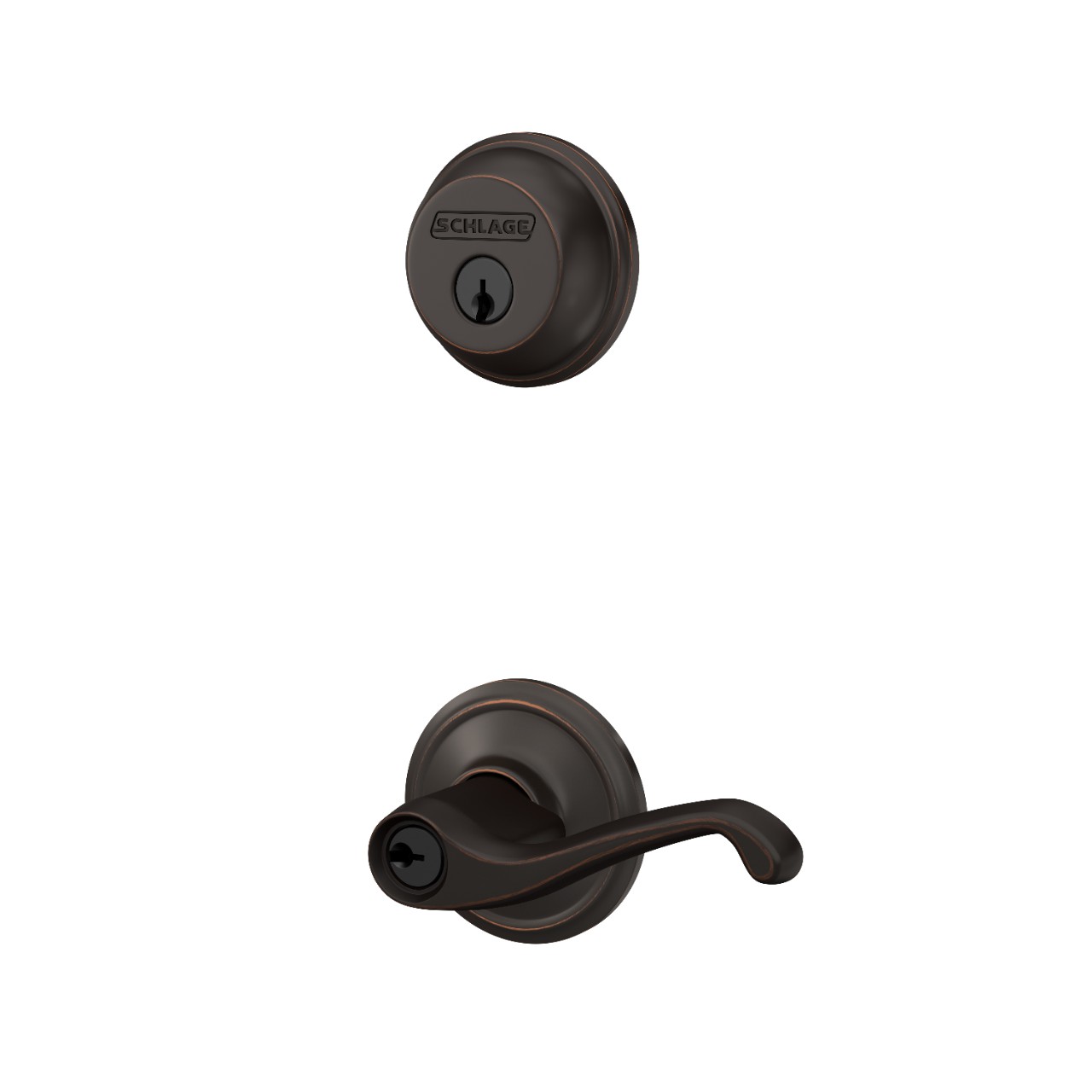Single Cylinder Deadbolt and Flair Lever Keyed Entry Lock