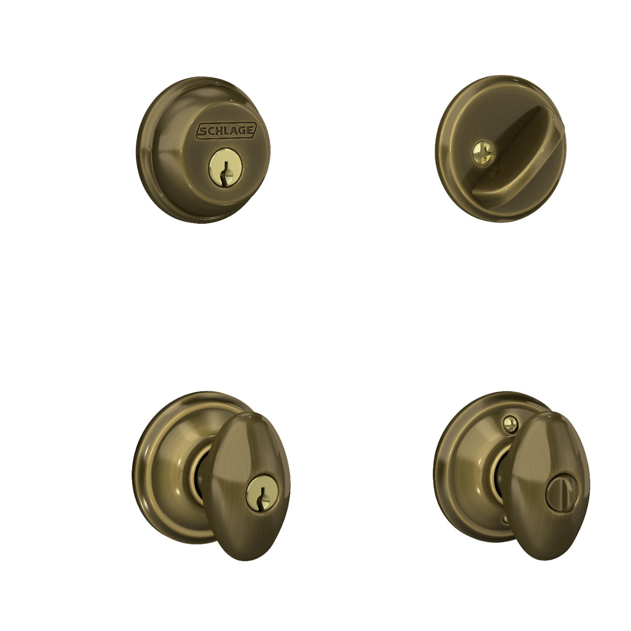 Single Cylinder Deadbolt and Siena Knob Keyed Entry Lock