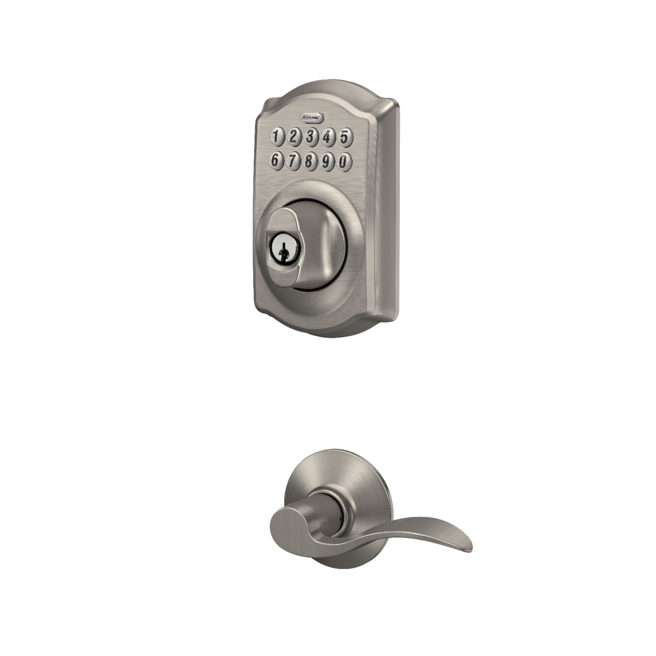 Keypad Deadbolt paired with Accent Passage Lever