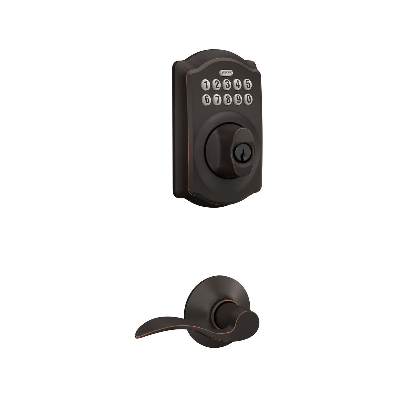 Keypad Deadbolt paired with Accent Passage Lever