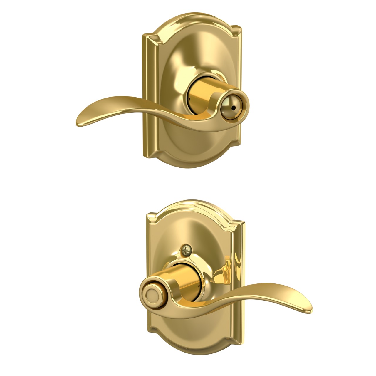 Accent Lever Bed & Bath Lock with Camelot Trim