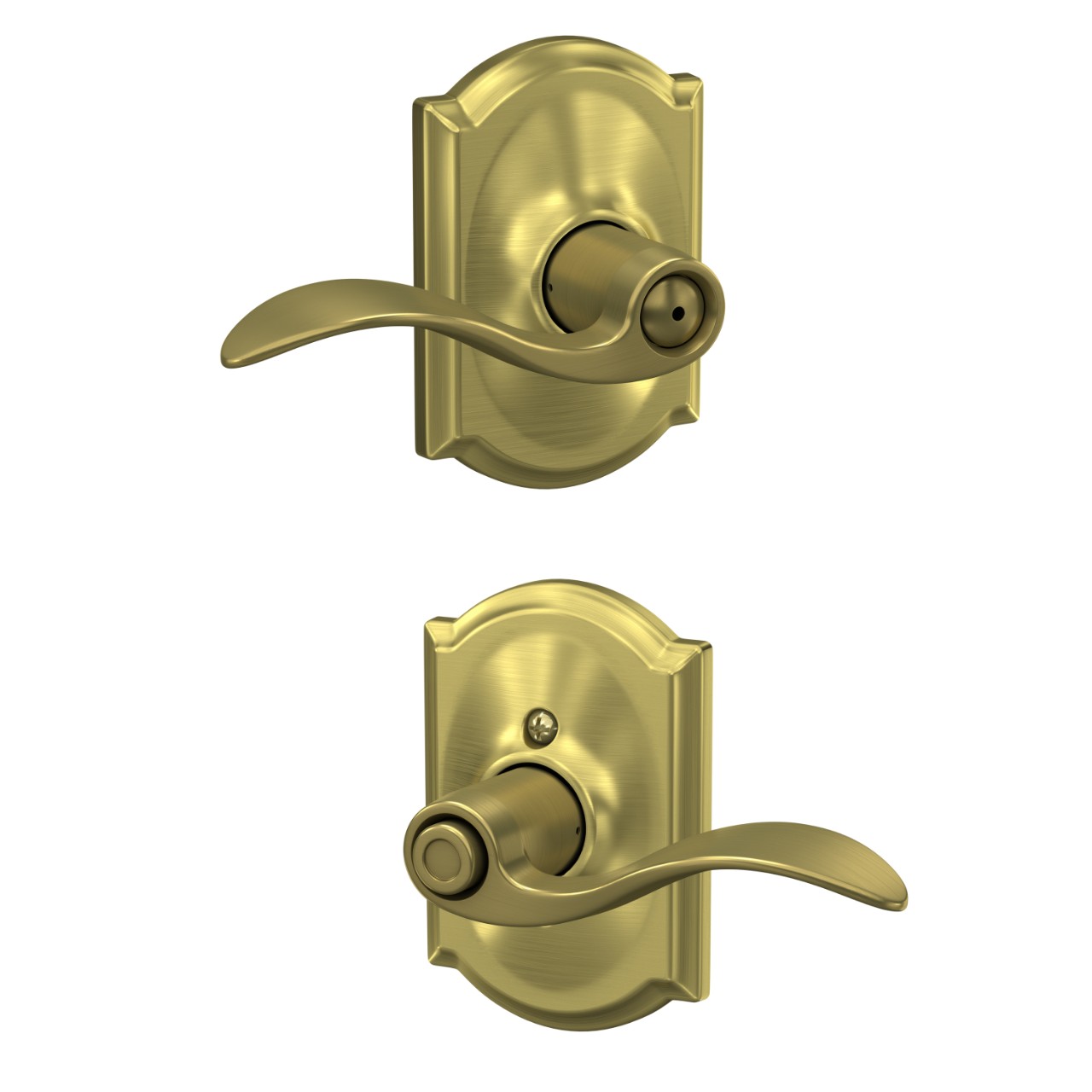Accent Lever Bed & Bath Lock with Camelot Trim