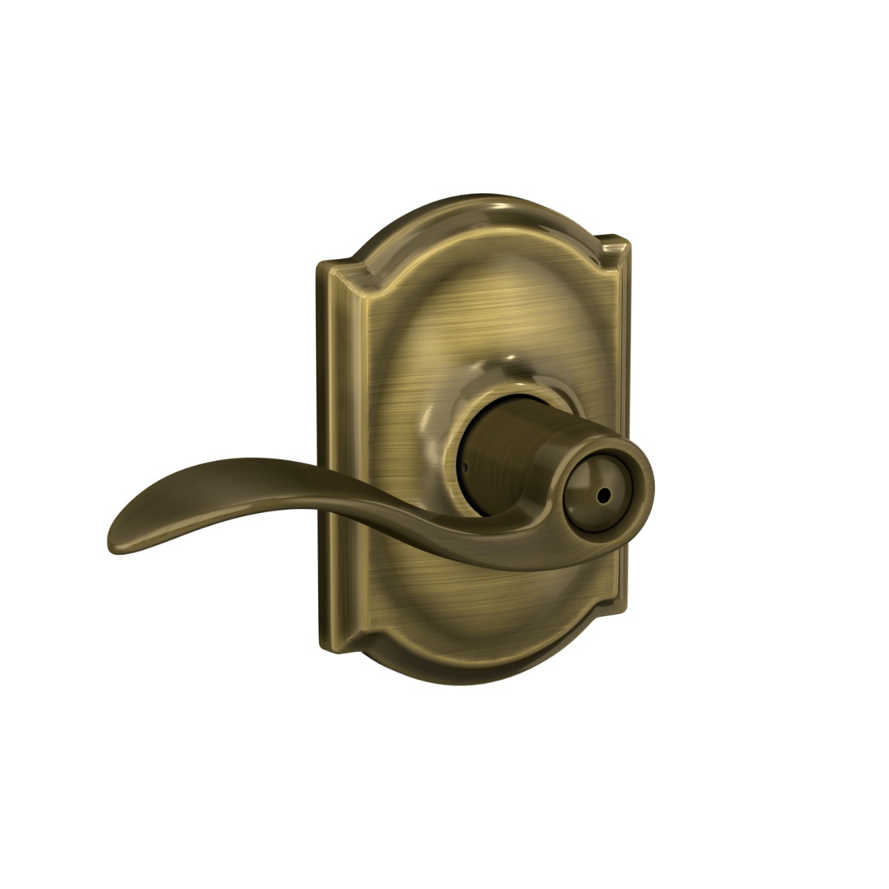 Accent Lever Bed & Bath Lock with Camelot Trim