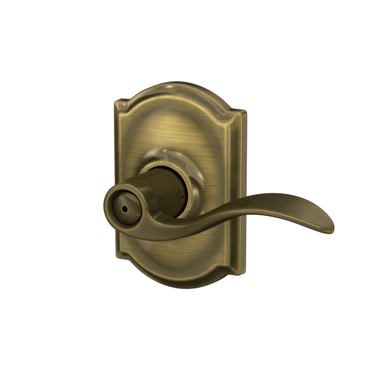 Accent Lever Bed & Bath Lock with Camelot Trim