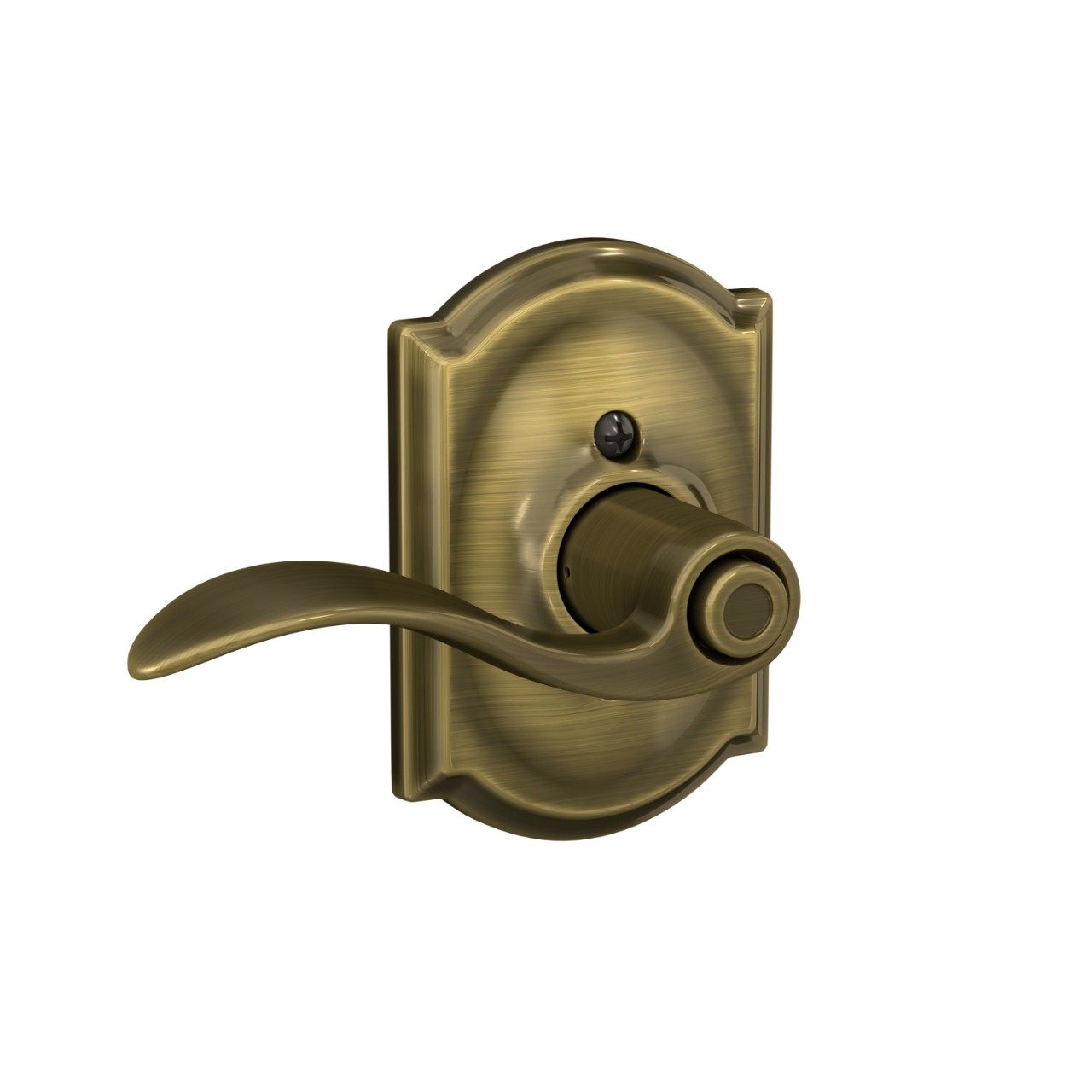Accent Lever Bed & Bath Lock with Camelot Trim