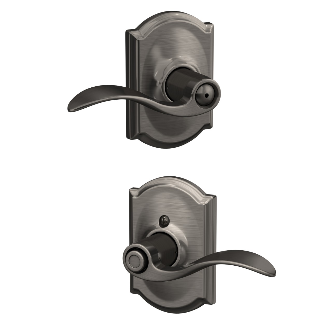 Accent Lever Bed & Bath Lock with Camelot Trim
