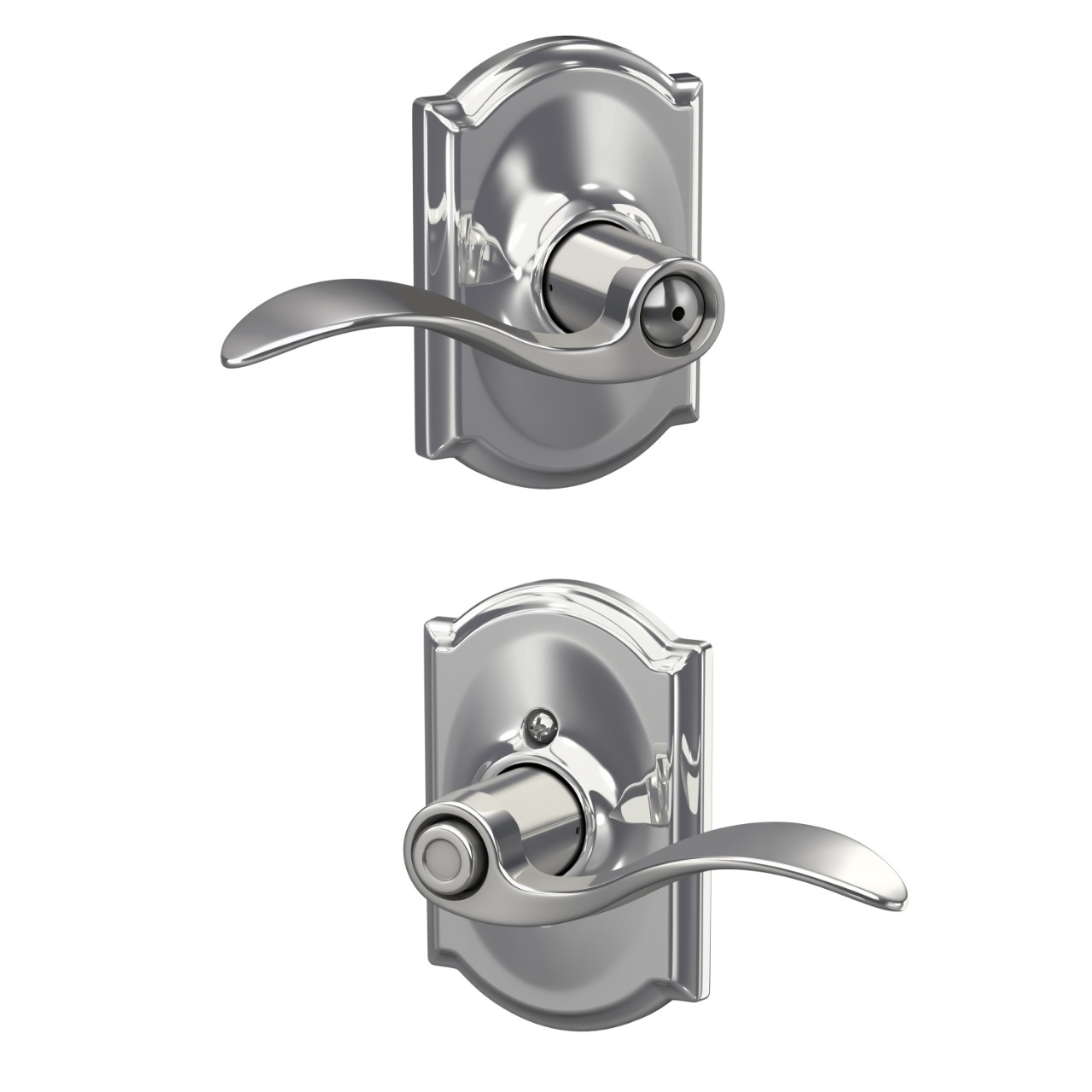 Accent Lever Bed & Bath Lock with Camelot Trim