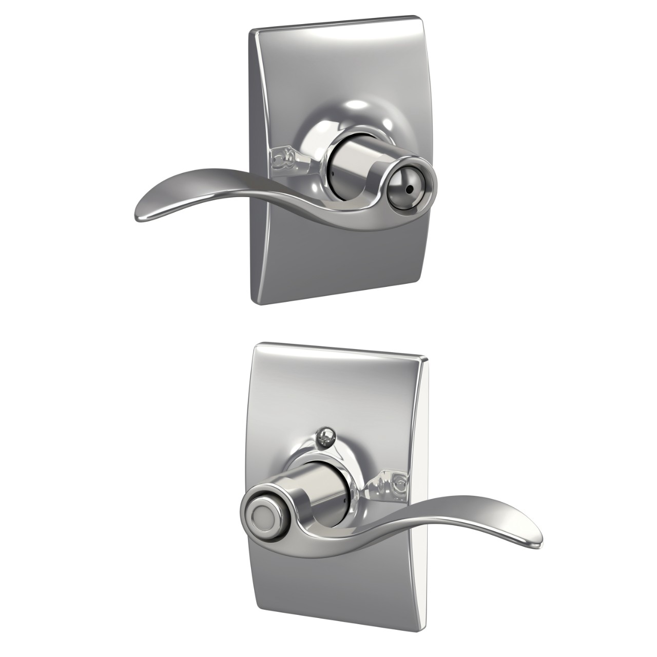 Accent Lever Bed & Bath Lock with Century Trim