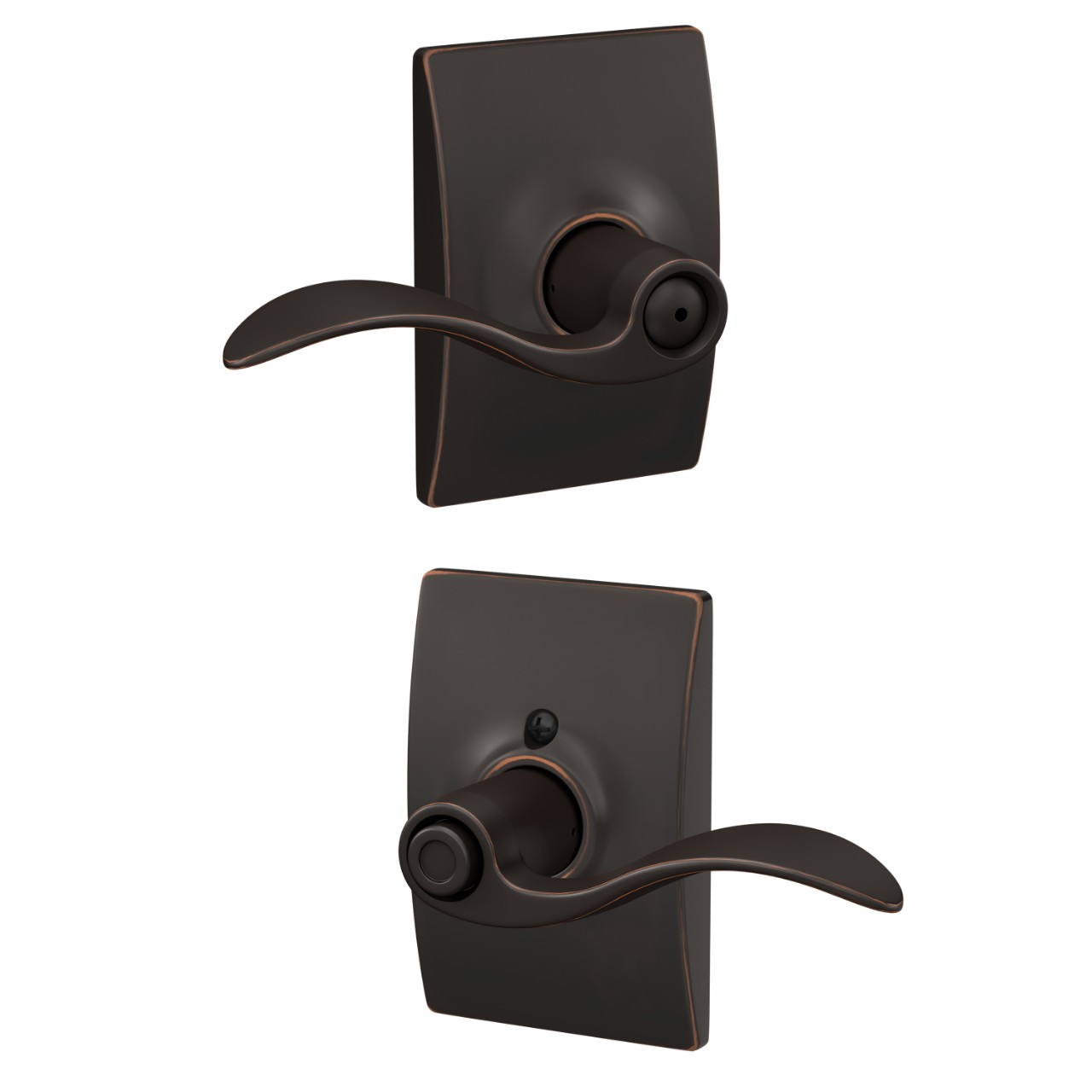 Accent Lever Bed & Bath Lock with Century Trim