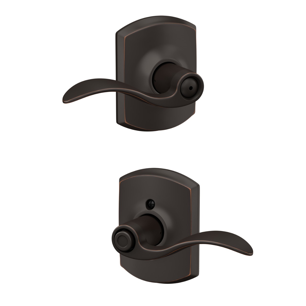 Accent Lever Bed & Bath Lock with Greenwich Trim