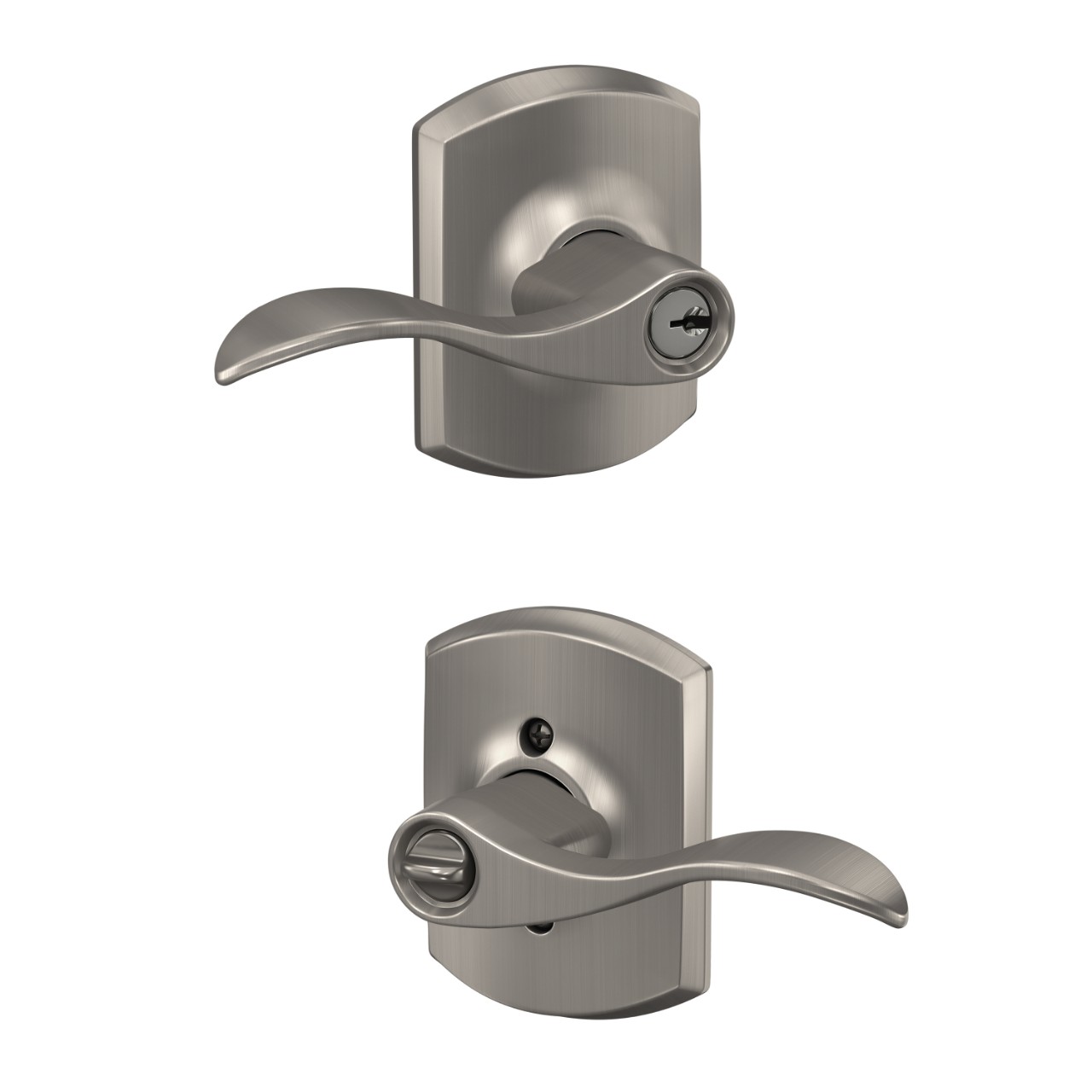 Accent Lever Keyed Entry Lock with Greenwich Trim