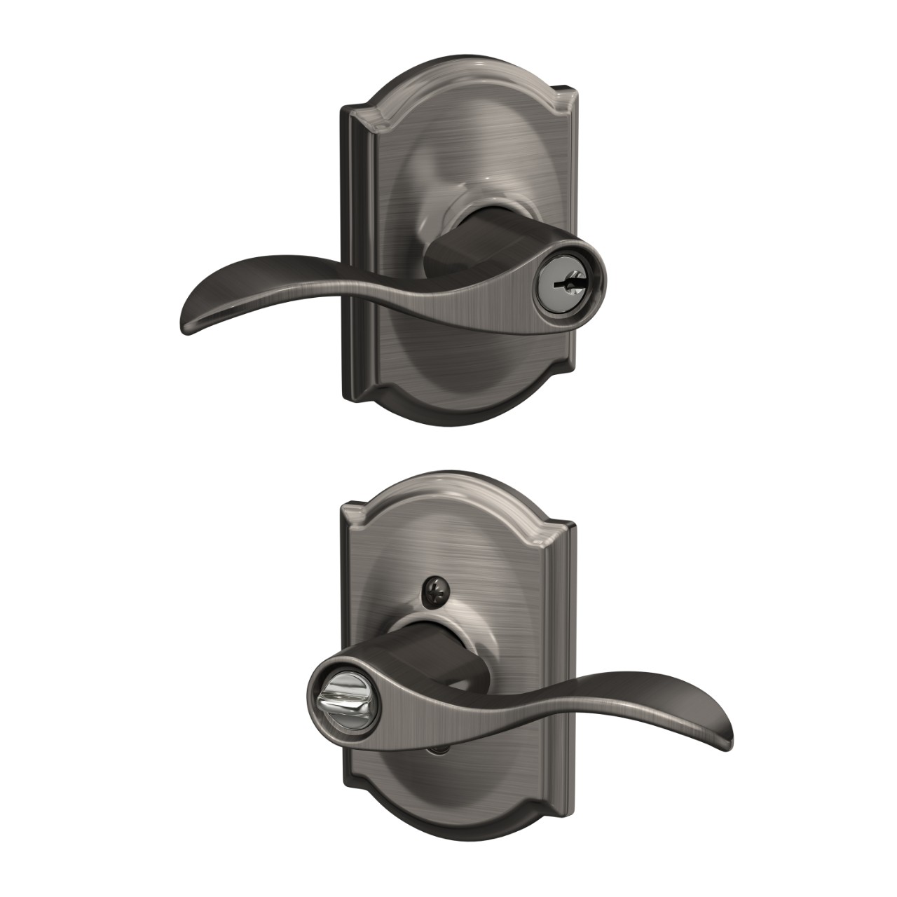 Accent Lever Keyed Entry Lock with Camelot Trim