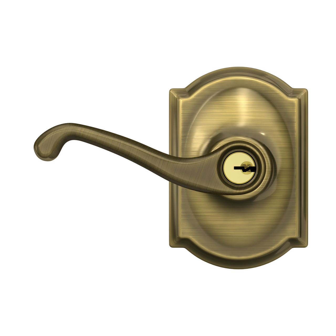 Flair Lever Keyed Entry Lock with Camelot Trim