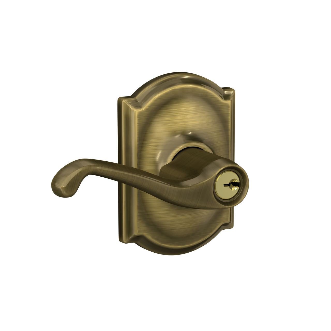 Flair Lever Keyed Entry Lock with Camelot Trim