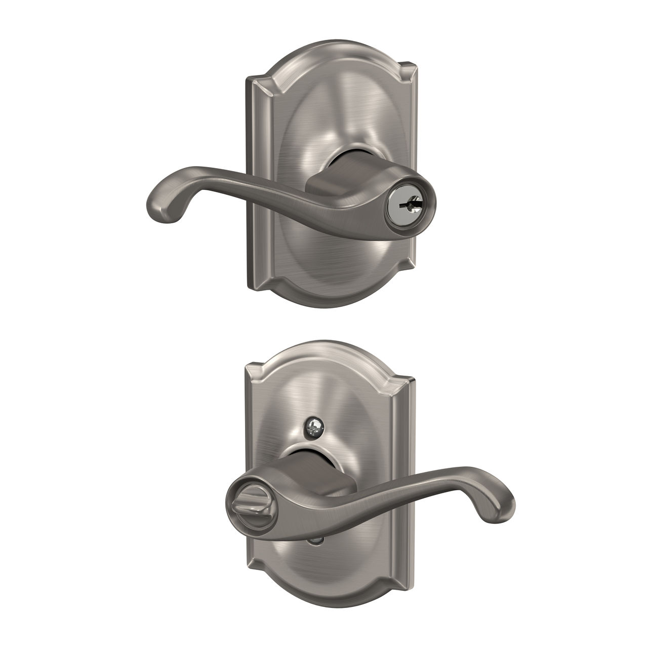 Flair Lever Keyed Entry Lock with Camelot Trim