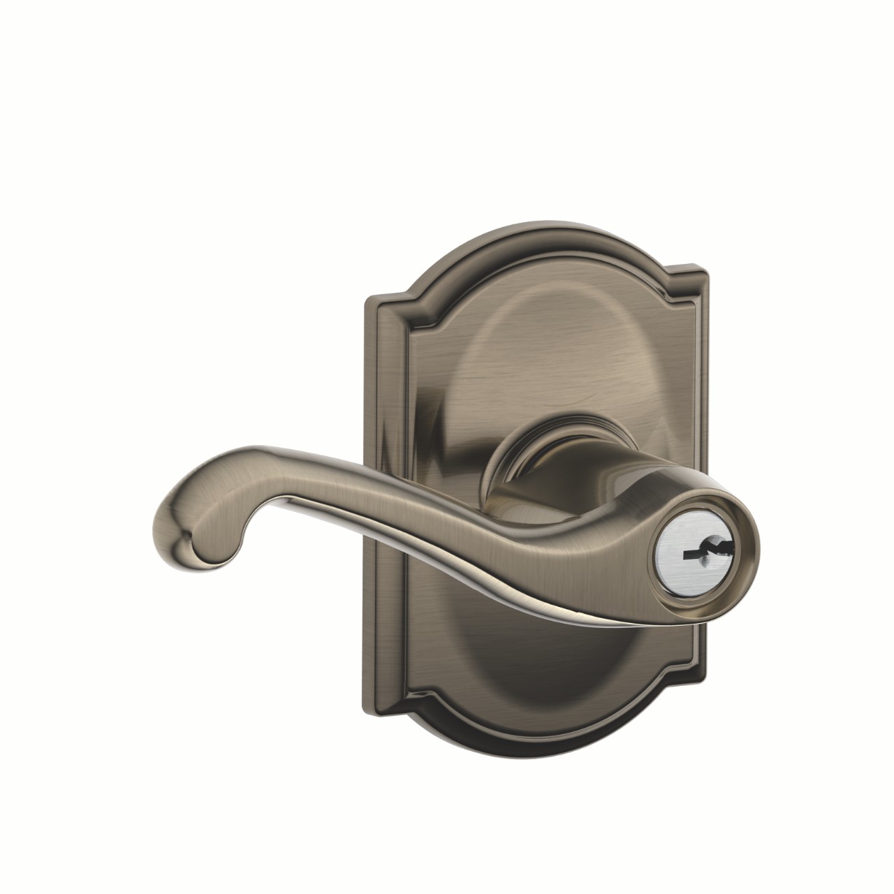 Flair Lever Keyed Entry Lock with Camelot Trim
