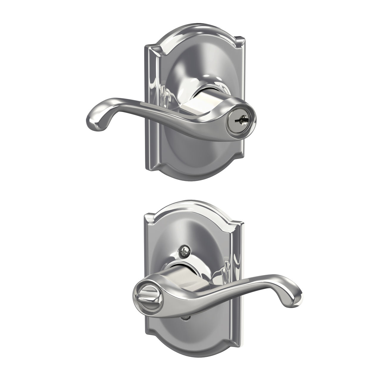 Flair Lever Keyed Entry Lock with Camelot Trim
