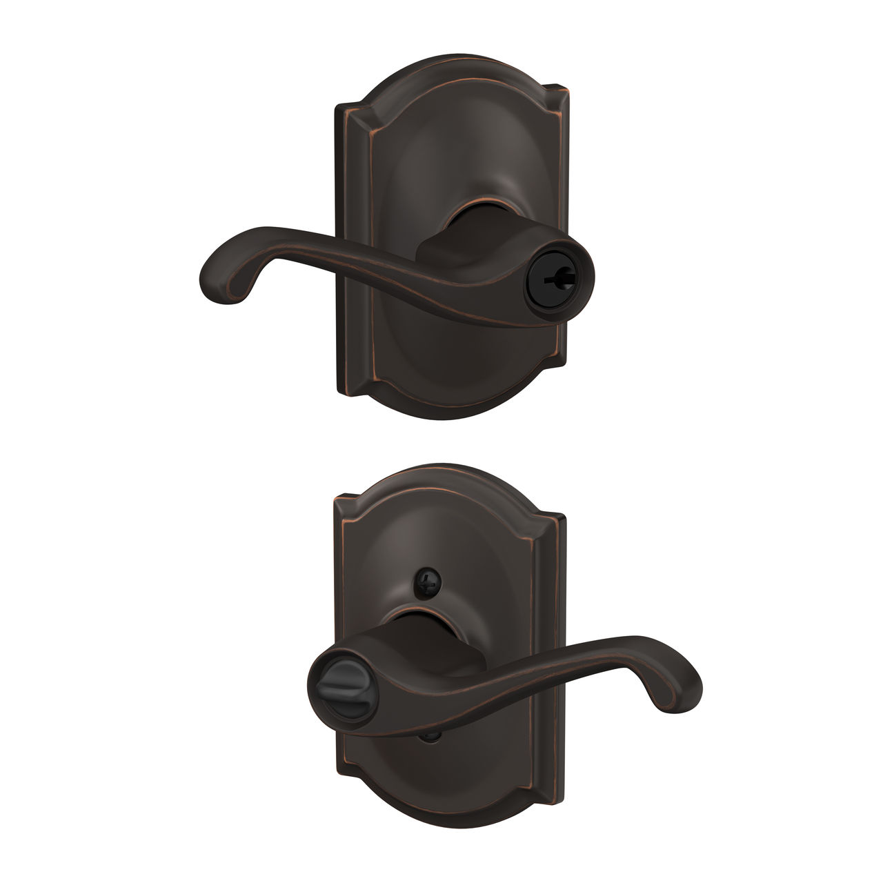 Flair Lever Keyed Entry Lock with Camelot Trim