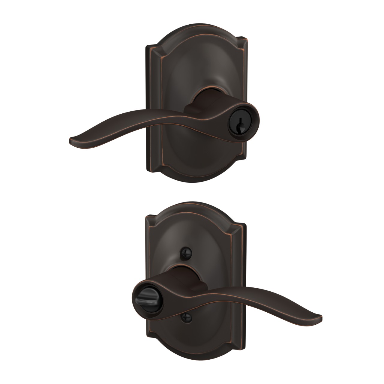 Pennant Lever Keyed Entry Lock with Camelot Trim